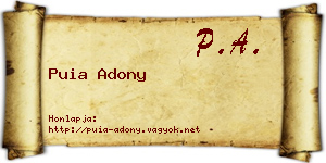 Puia Adony névjegykártya
